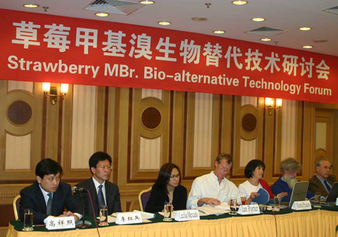 聯(lián)合國環(huán)境署、聯(lián)合國工發(fā)組織等機構(gòu)出席了我公司舉行的草莓甲基溴生物替代技術(shù)研討會